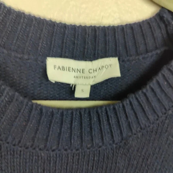 Fabienne Chapot Monkey Graphic Sweater Women Small Navy Blue Wool Cashmere Blend - Picture 5 of 10